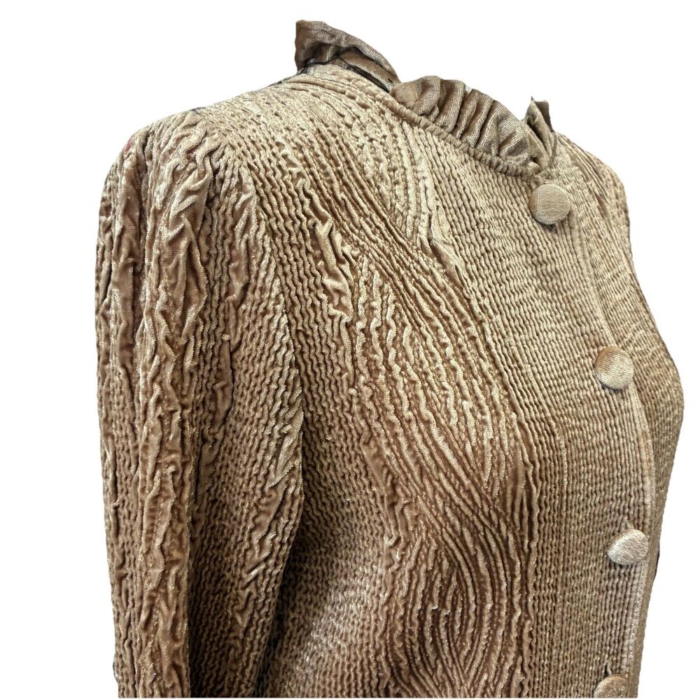 Chico's Fairy Coquette Crushed Velvet Jacket Textured Beige Size 0 Small - Picture 5 of 7